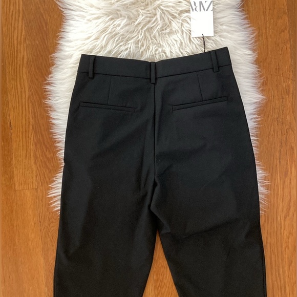 Zara High-Waist Pleat Front Poplin Hem Menswear Style Trousers - Picture 9 of 12